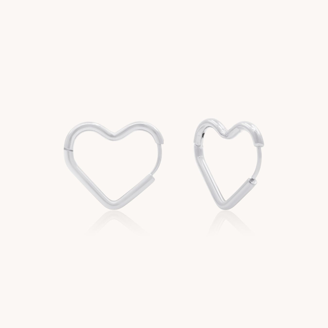 30E3117 - Heart Huggie Hoops, Silver