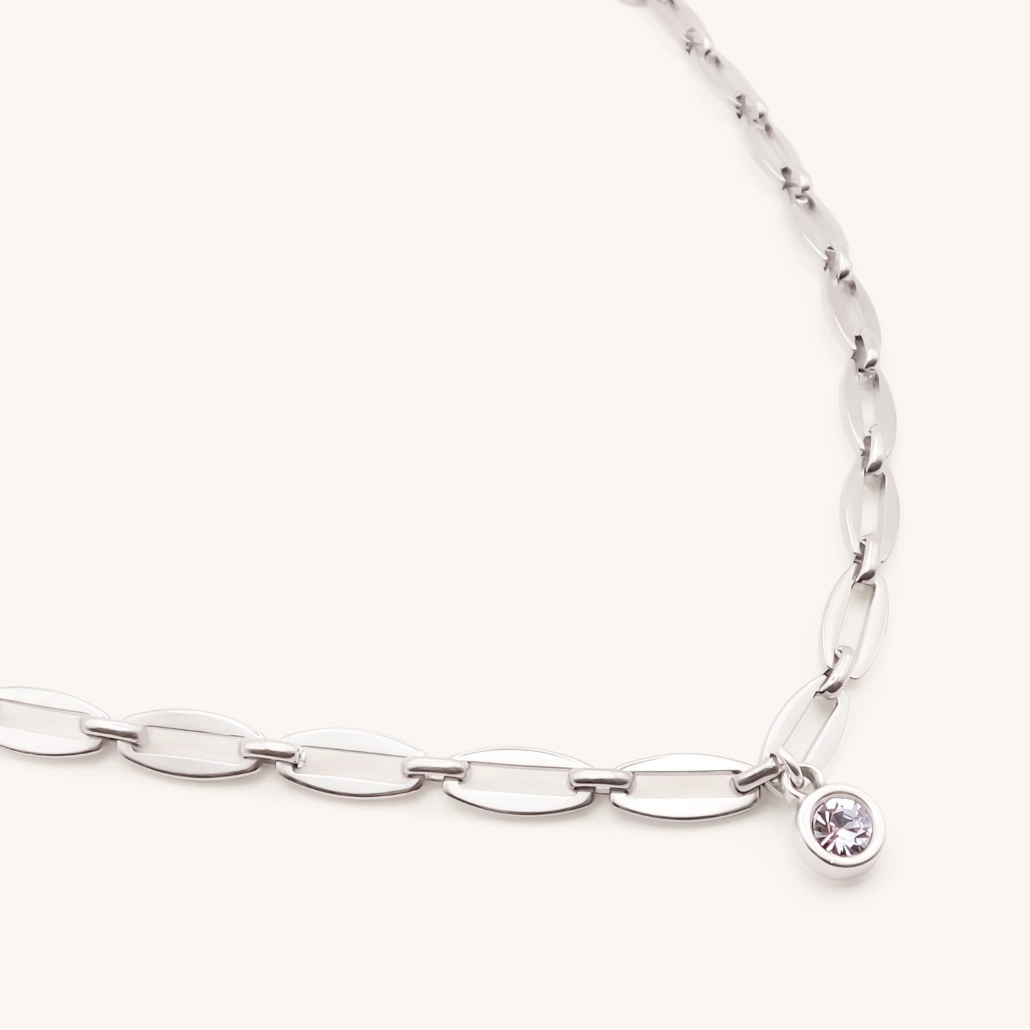 30N1871 - Long Link Birthstone Necklace, Silver