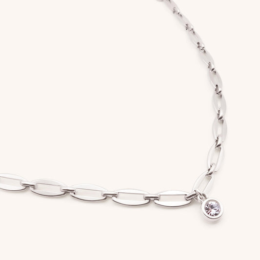 30N1871 - Long Link Birthstone Necklace, Silver