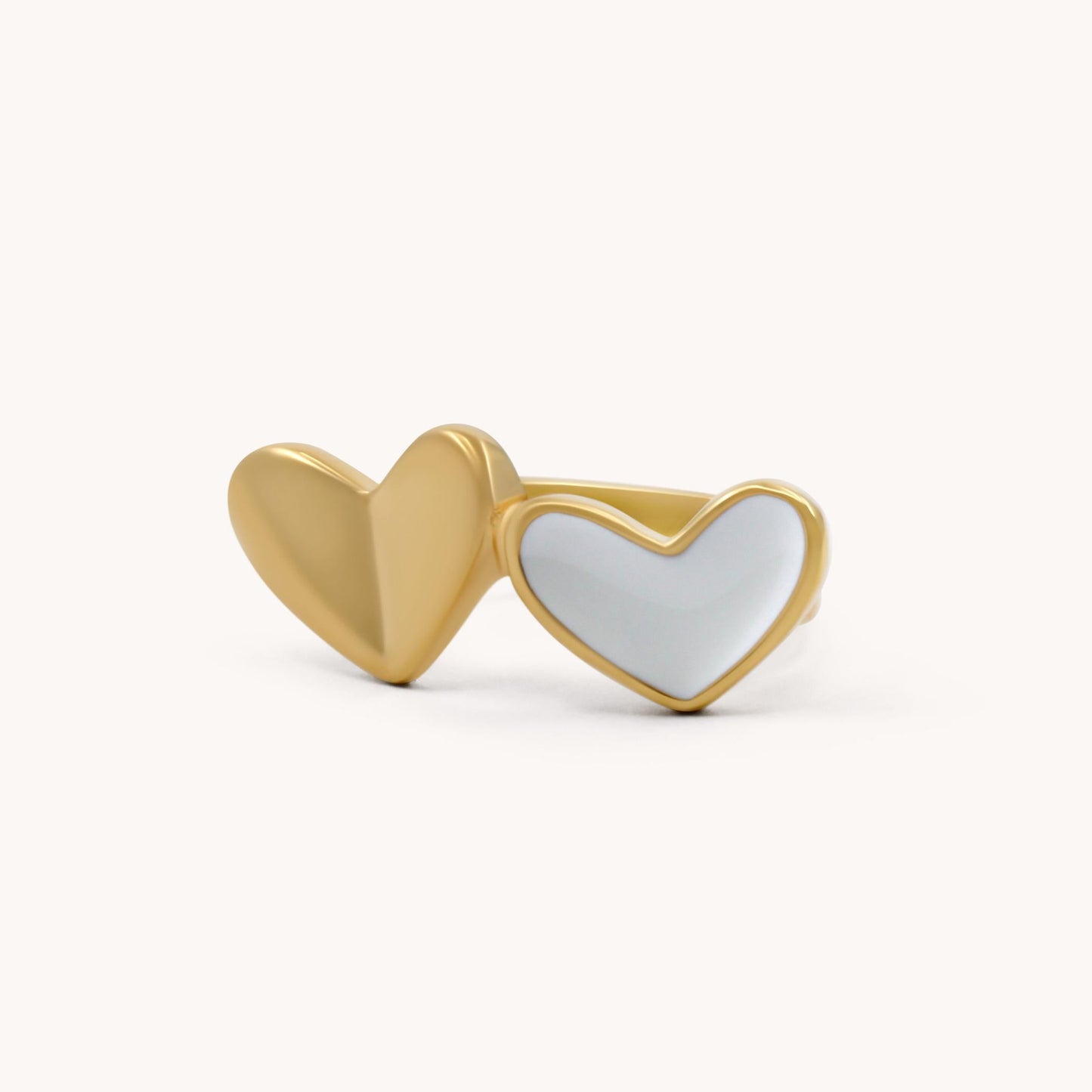 30R5116G - Enamel Duo Heart Ring, Gold
