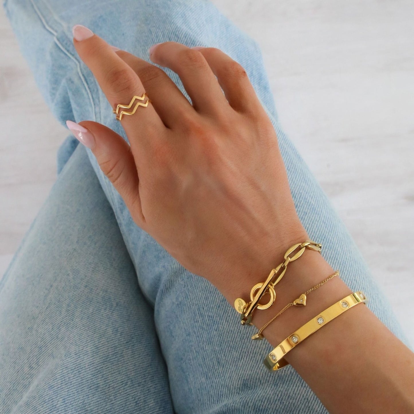 30R5118G - Zigzag Ring, Gold