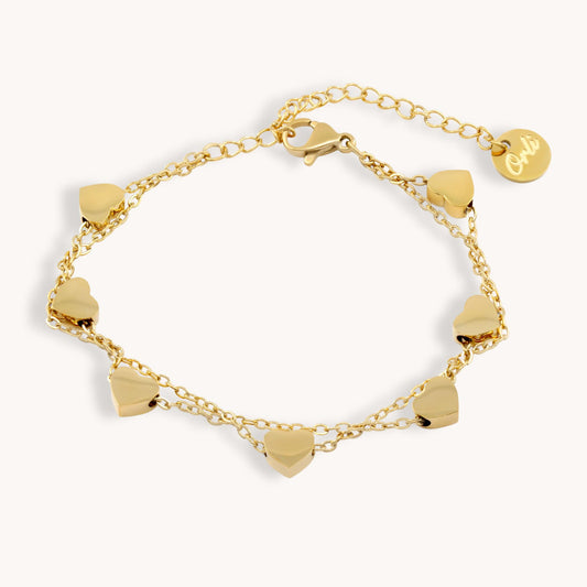 30B2103G - Layered Heart Charm Bracelet, Gold