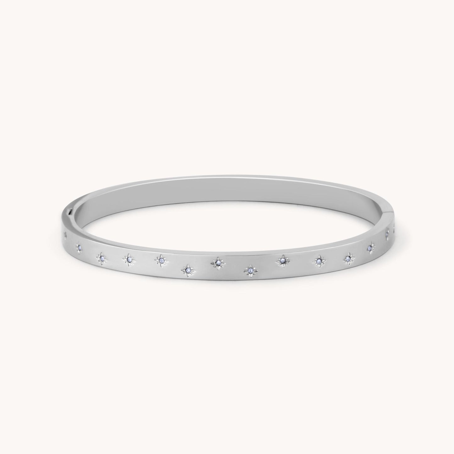30B9005 - Estelle Starburst Crystal Bangle, Silver