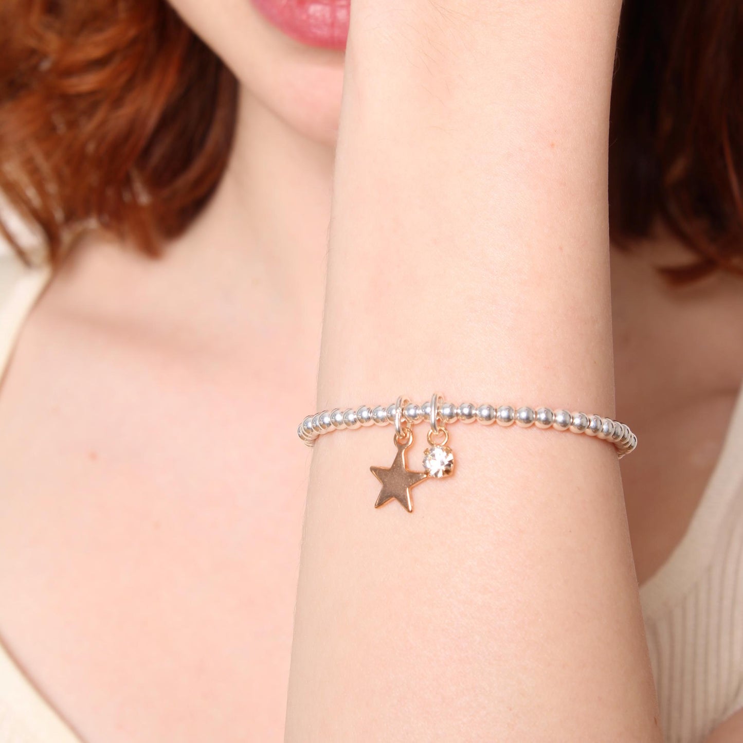 30B2606 - Star & Birthstone Beads Bracelet