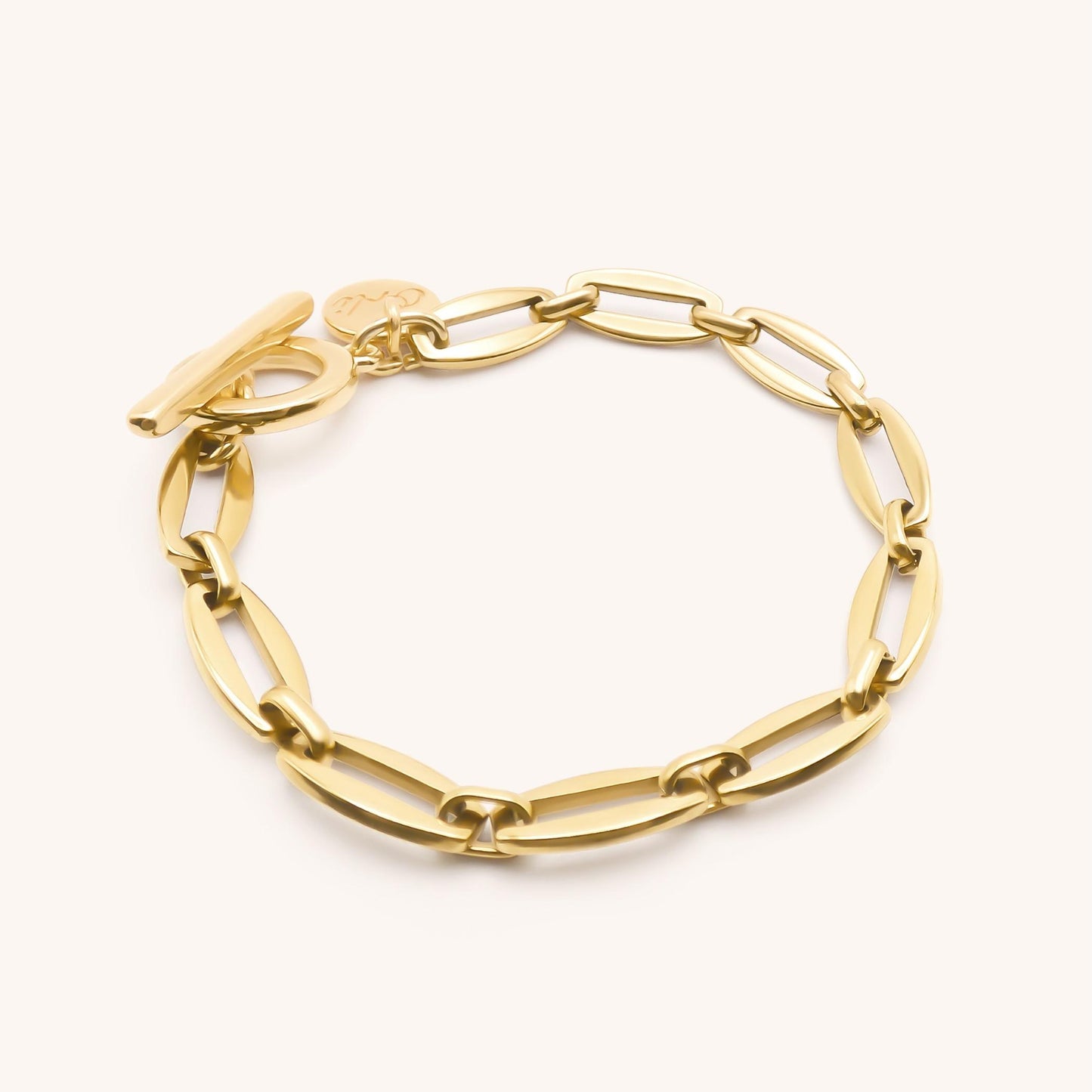 30B2847G - Long Link T-Bar Bracelet, Gold
