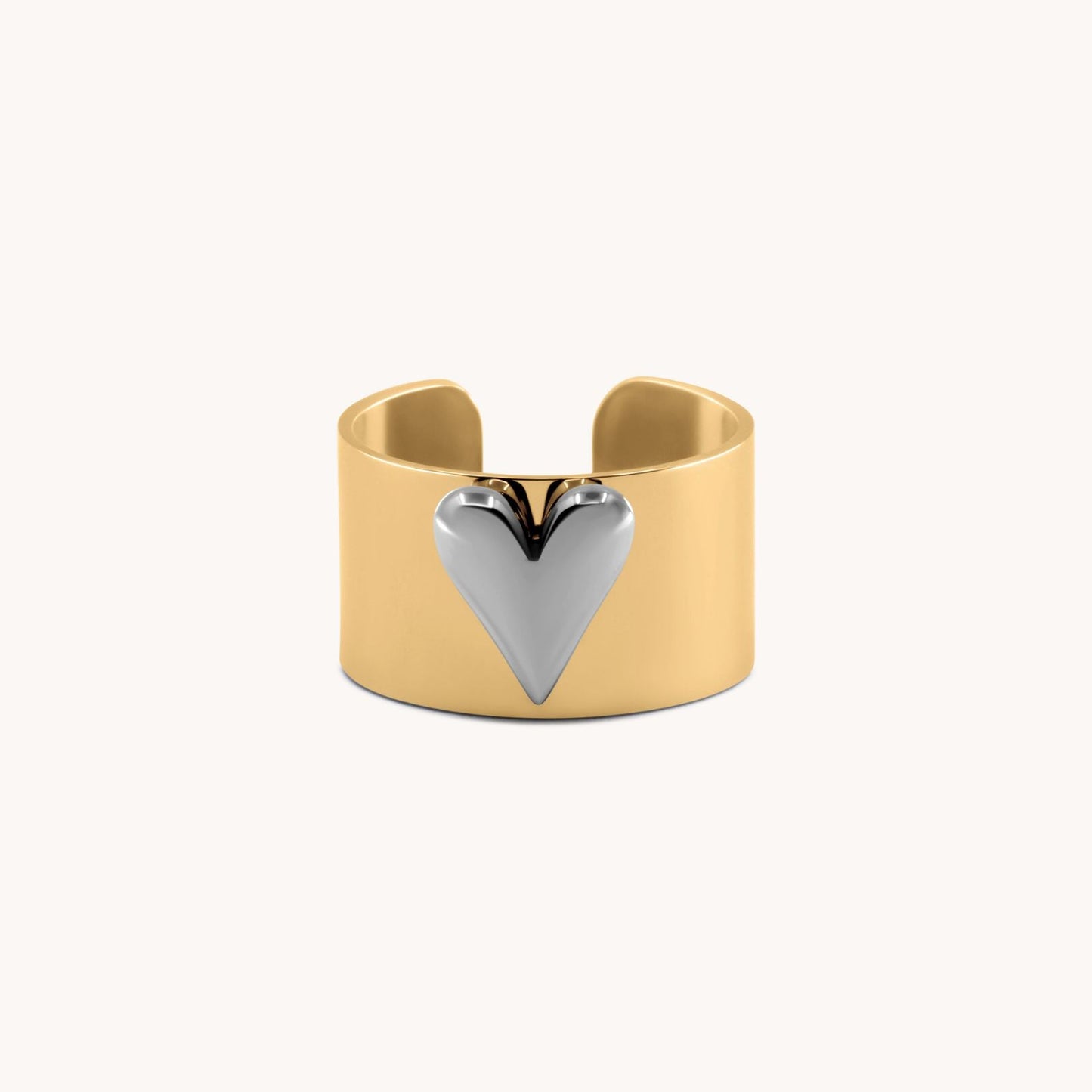 30R5117GS - Celine Heart Statement Ring, Gold & Silver