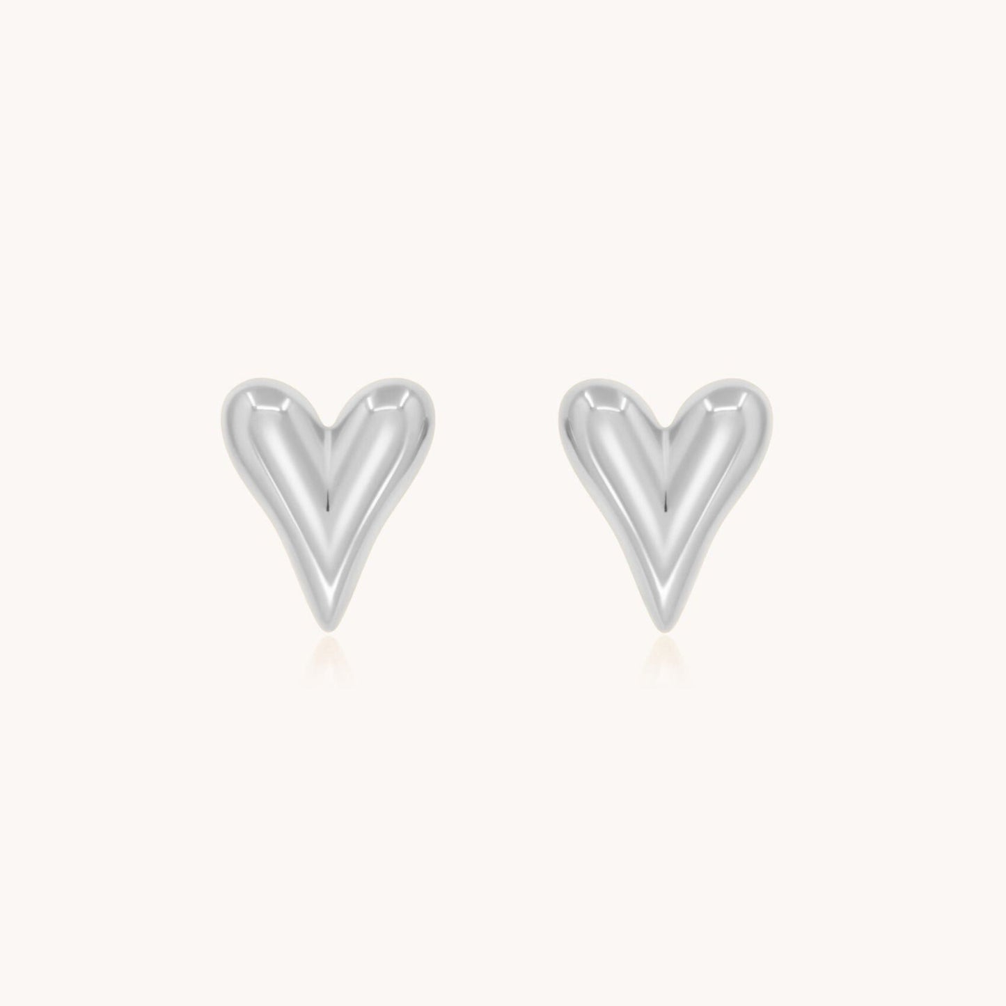 30E3307 - Celine Heart Stud Earrings, Silver