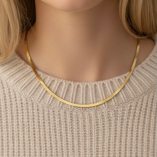 30N1012G - Dillion Snake Chain Necklace, Gold