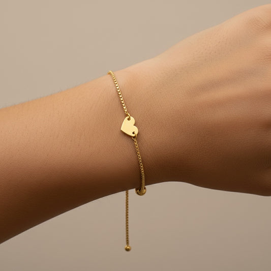 30B2030G - Heart Slider Bracelet, Gold