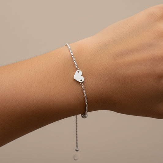 30B2030 - Heart Slider Personalised Bracelet, Silver