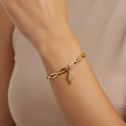 30B2813G - Angel Wing Long Link Bracelet, Gold