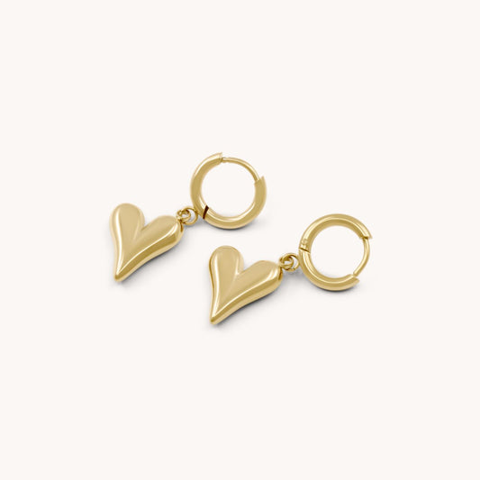 30E3139G - Celine Heart Huggie Hoops, Gold