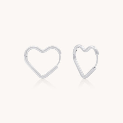 30E3117 - Heart Huggie Hoops, Silver