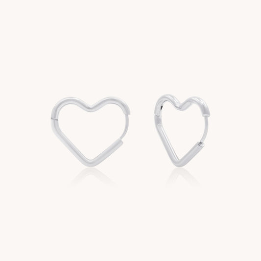 30E3117 - Heart Huggie Hoops, Silver