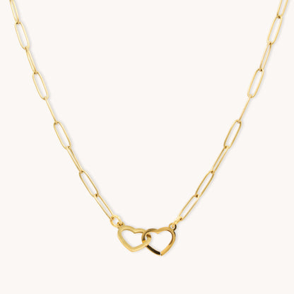 30N1830G - Interlinked Heart Paperclip Necklace