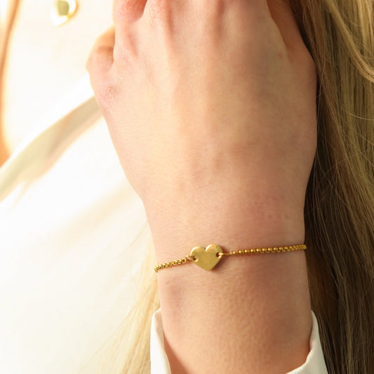 30B2030G - Heart Slider Bracelet, Gold