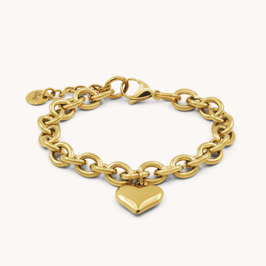 30B2205G - Chloe Heart Chunky Bracelet, Gold