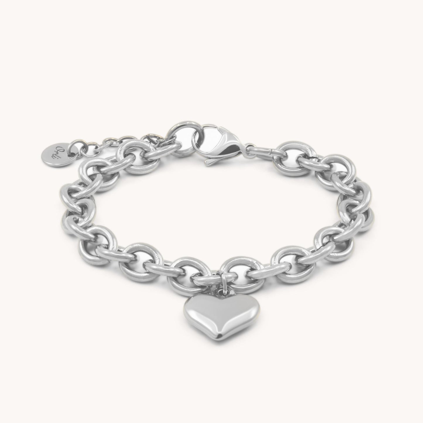 30B2205 - Chloe Heart Chunky Bracelet, Silver