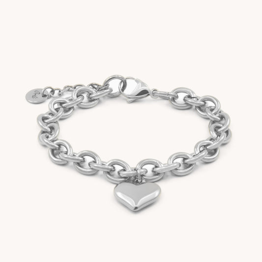 30B2205 - Chloe Heart Chunky Bracelet, Silver