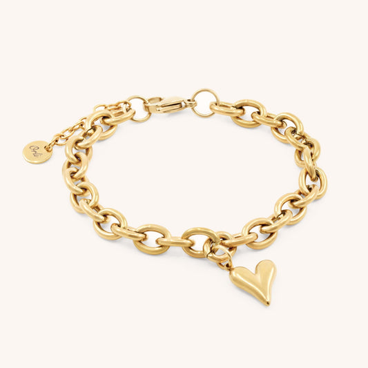 30B2226G - Celine Heart Chunky Bracelet, Gold