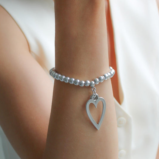 30B2942 - Open Heart Chunky Beads Bracelet