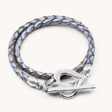 Load image into Gallery viewer, 30B7015 - Pleated Leather Wrap Bracelet, Silver &amp; Metallic Grey