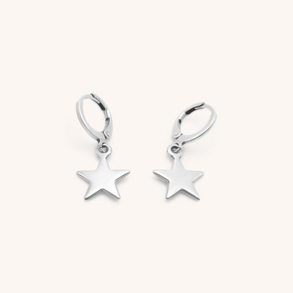 30E3112 - Star Huggie Hoops, Silver