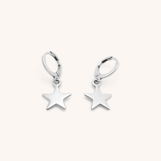 30E3112 - Star Huggie Hoops, Silver
