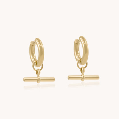 30E3134G - T-bar Chunky Hoops, Gold