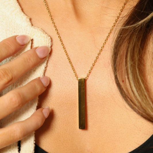 30N1601G - Bar Pendant Fine Necklace, Gold