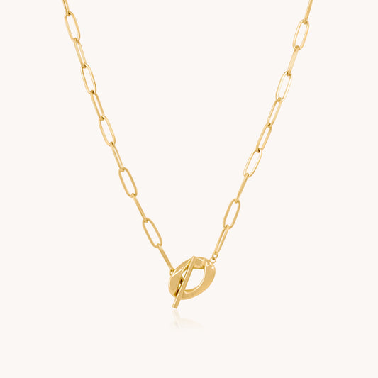 30N1821G - Twisted T-bar Necklace, Gold