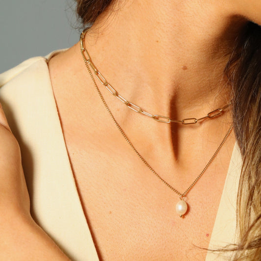 30N1867G - Layered Pearl Necklace, Gold