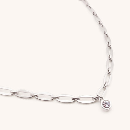 30N1871 - Long Link Birthstone Necklace, Silver