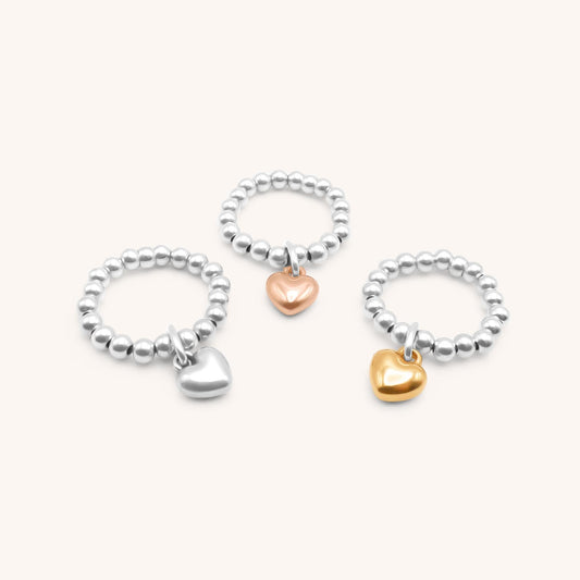 30R5001 - Mini Puffed Heart Beads Ring
