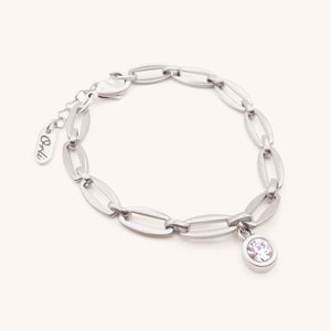 30B2863 - Long Link Birthstone Bracelet, Silver