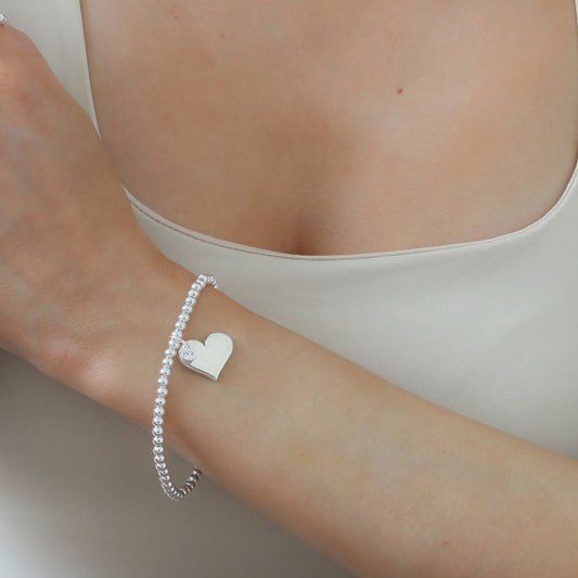 30B2707 - Emily Heart & Birthstone Beads Bracelet