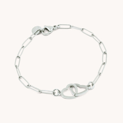 30B2879 - Interlinked Heart Paperclip Bracelet, Silver
