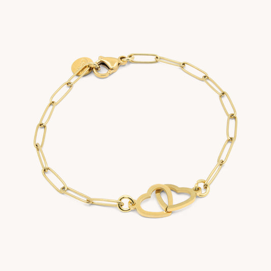 30B2879G - Interlinked Heart Paperclip Bracelet