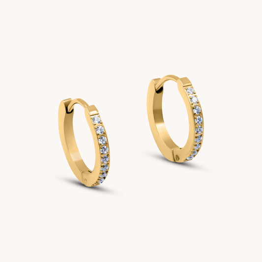 30E3125G - Pave Huggie Hoops, Gold