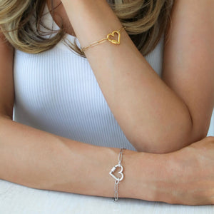 30B2817G - Heart Lock Paperclip Chain Bracelet, Gold