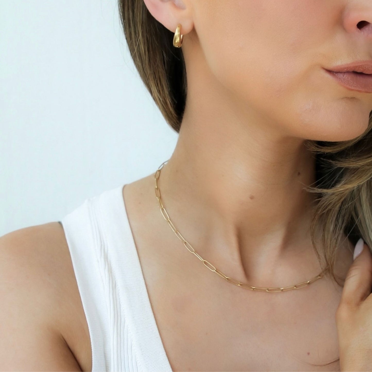 30N1825G - Paperclip Necklace, Gold