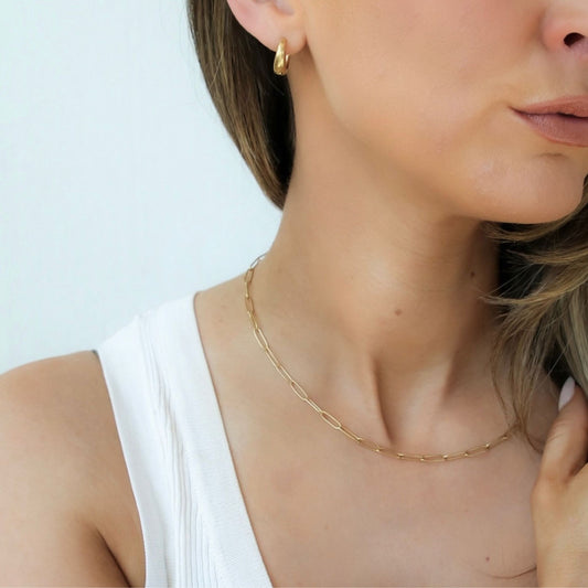 30N1825G - Paperclip Necklace, Gold