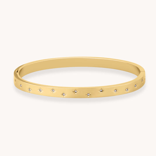 30B9005G - Estelle Starburst Crystal Bangle, Gold