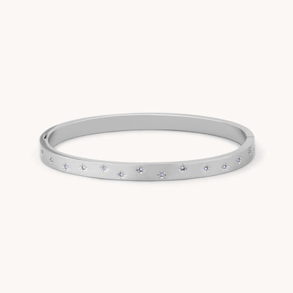 30B9005 - Estelle Starburst Crystal Bangle, Silver