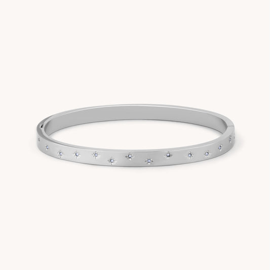 30B9005 - Estelle Starburst Crystal Bangle, Silver