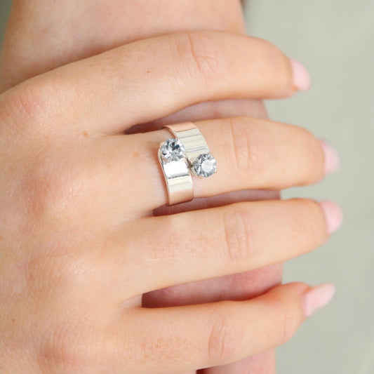30R5109 - Twin Birthstone Ring, Silver