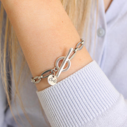 30B2847 - Long Link T-Bar Bracelet, Silver