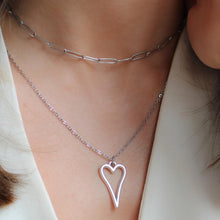 Load image into Gallery viewer, 30N1616 - Hourglass Open Heart Fine Necklace, Silver