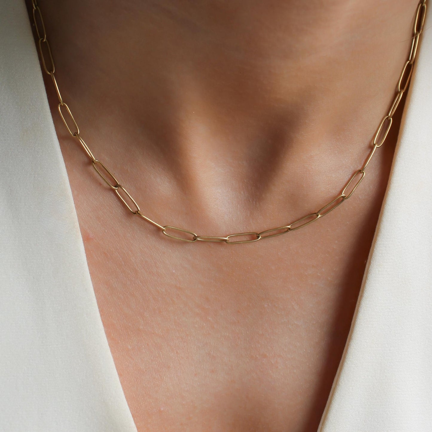 30N1825G - Paperclip Necklace, Gold