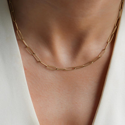 30N1825G - Paperclip Necklace, Gold